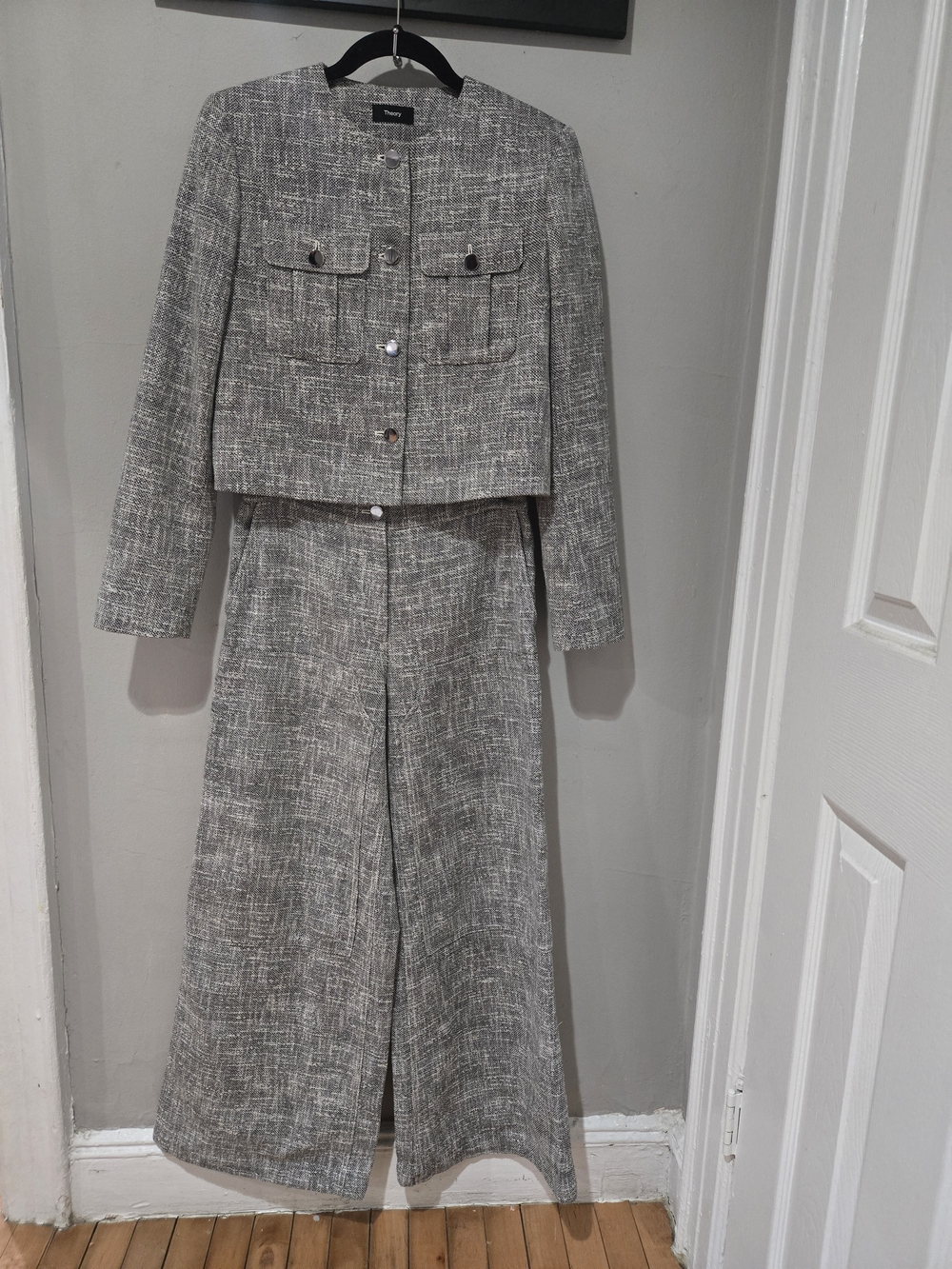Theory Tweed Canvas Military Jacket + Pants Set | Size 4 Jacket / 2 Pants
